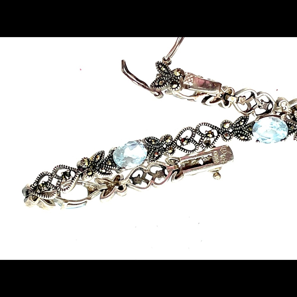 Sterling Marcasite & Topaz Butterfly Bracelet